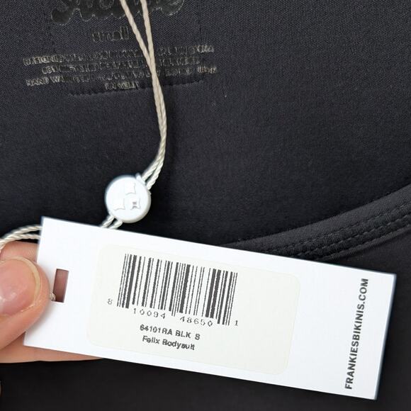 NWT Frankies Bikinis Felix Black Straight Fit Side Cutouts Bodysuit, size S - Picture 4 of 9